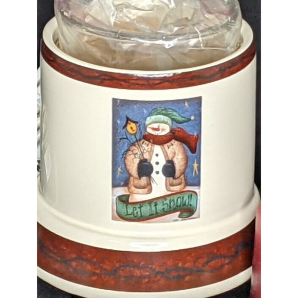 Crazy Mountain Votive Candle Warmer Snowman and 2 Candles 4.25"x 3.5" NEVER USED - Picture 4 of 4